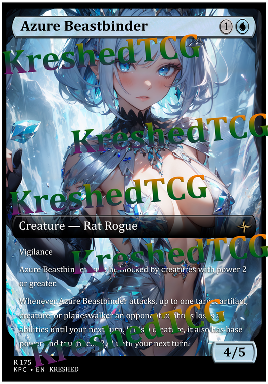 Azure Beastbinder MTG Full Art Holo – Anime Custom Card | KreshedTCG