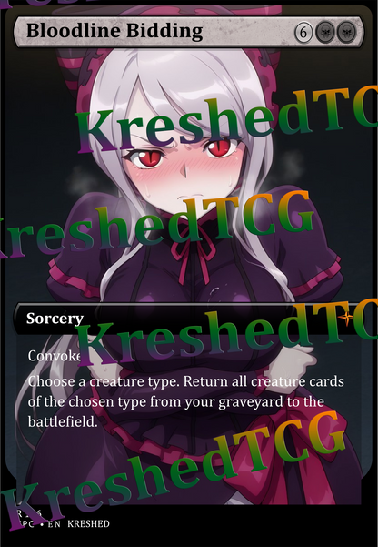 Bloodline Bidding MTG Full Art Holo – Anime Custom Card | KreshedTCG