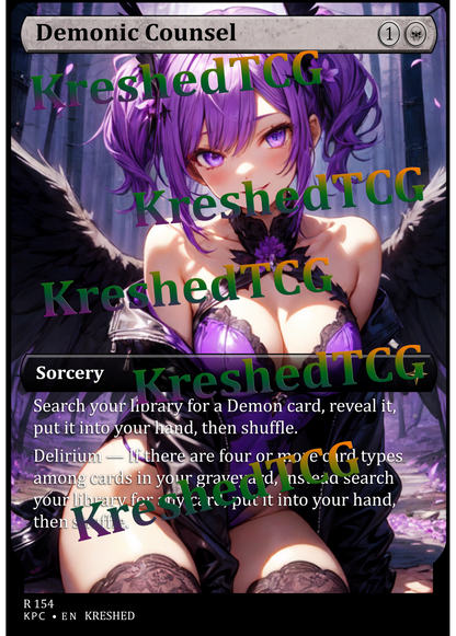 Demonic Counsel MTG Full Art Holo – Anime Custom Card | KreshedTCG