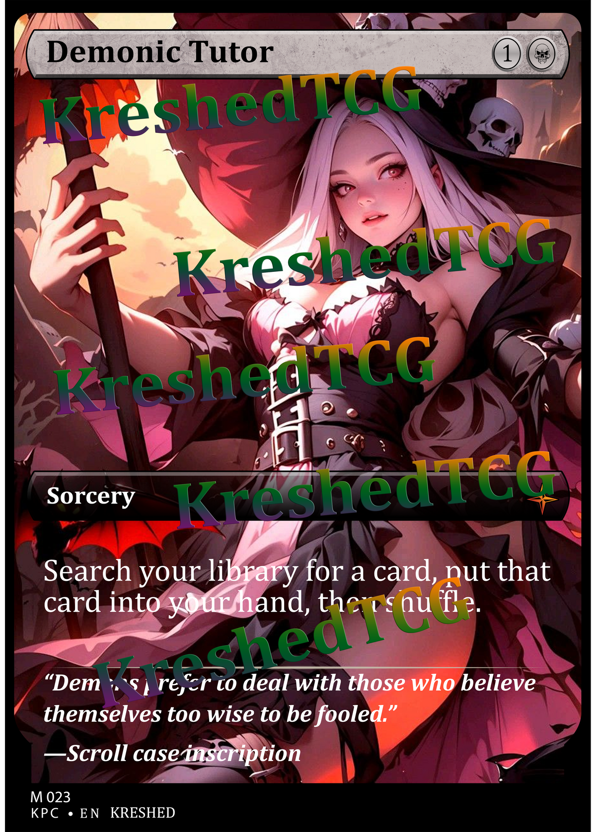 Demonic Tutor MTG Full Art Holo – Anime Custom Card | KreshedTCG