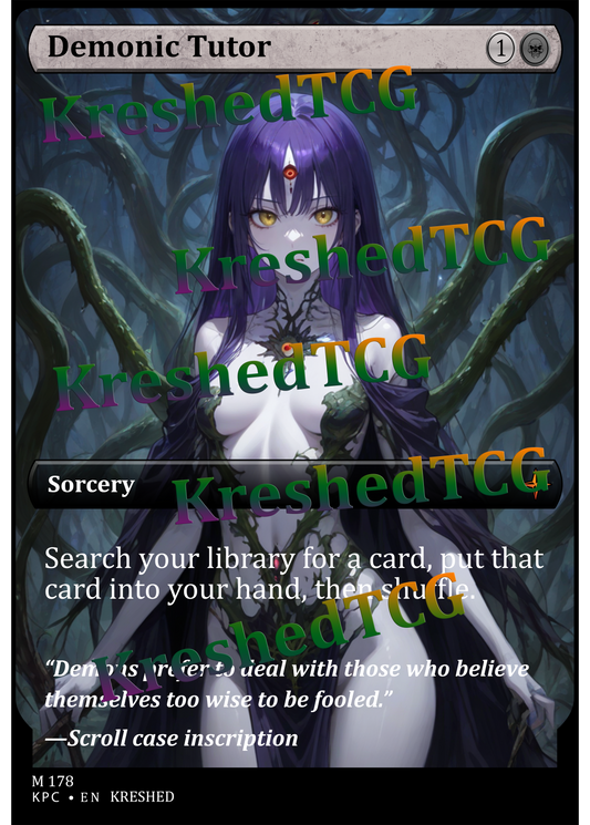 Demonic Tutor MTG Full Art Holo – Anime Custom Card | KreshedTCG