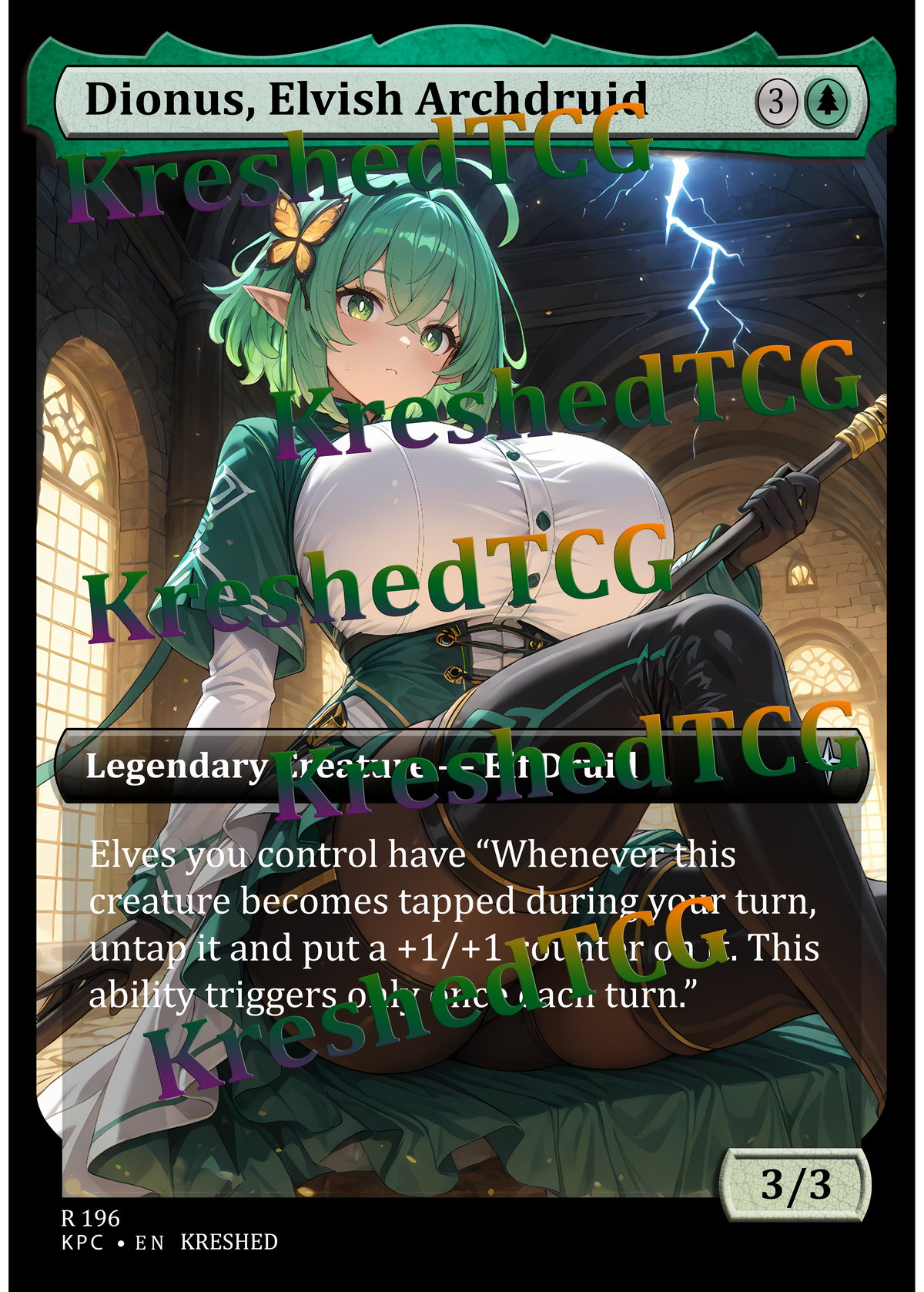 Dionus, Elvish Archdruid MTG Full Art Holo – Anime Custom Card | KreshedTCG