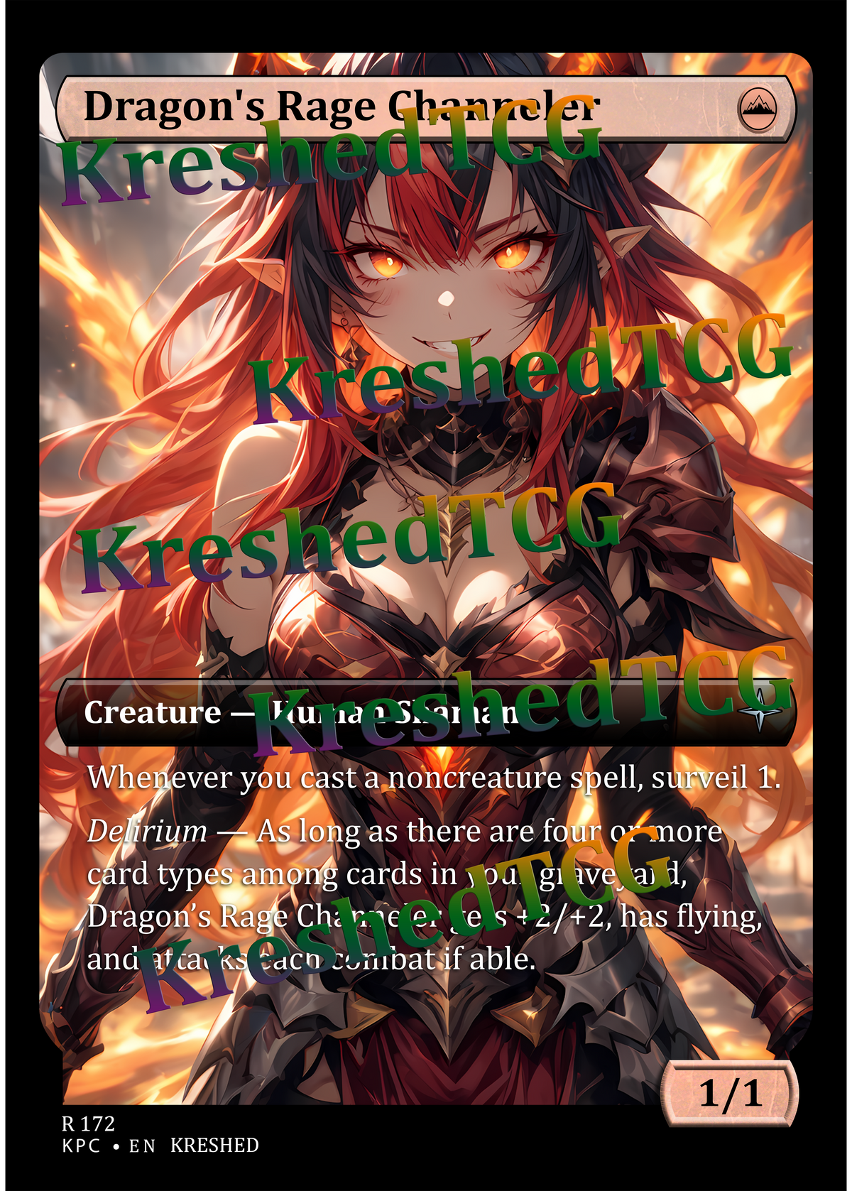 Dragon's Rage Channeler MTG Full Art Holo – Anime Custom Card | KreshedTCG