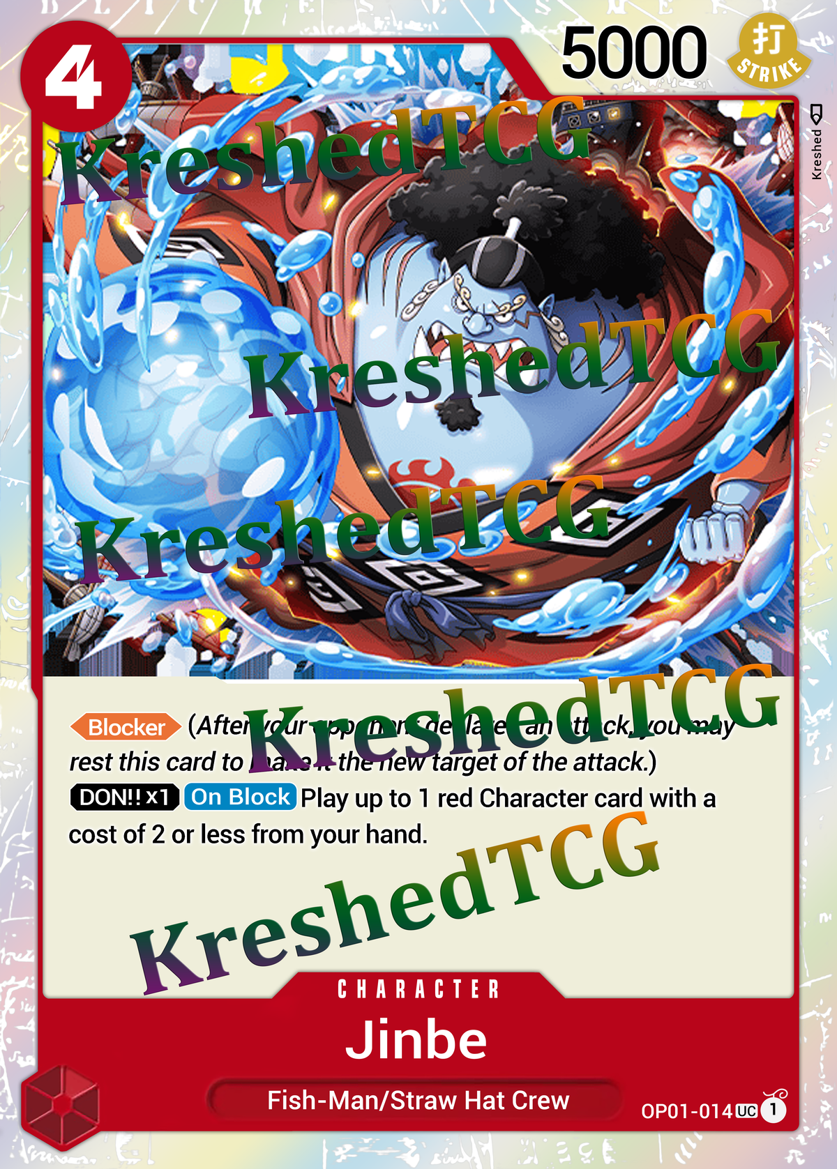 Jinbe OP01-014 One Piece Full Art Holo – Anime Custom Card | KreshedTCG
