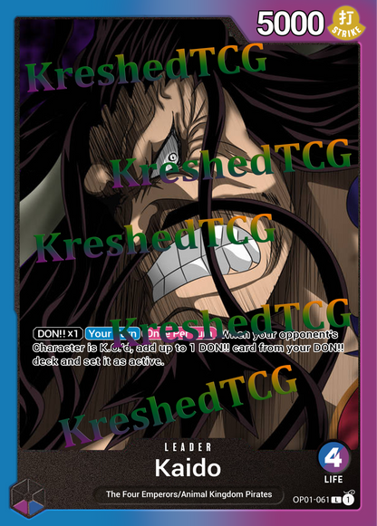 Kaido OP01-061 Leader One Piece Full Art Holo – Anime Custom Card | KreshedTCG