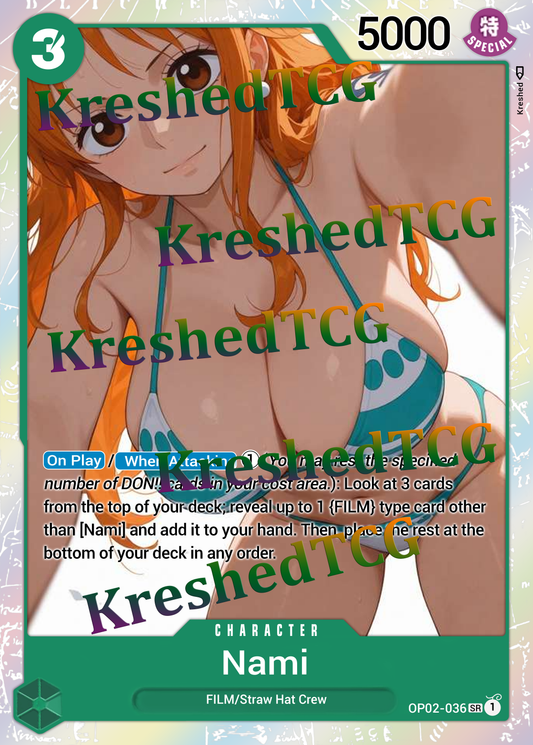 Nami OP02-036 One Piece Full Art Holo – Anime Custom Card | KreshedTCG
