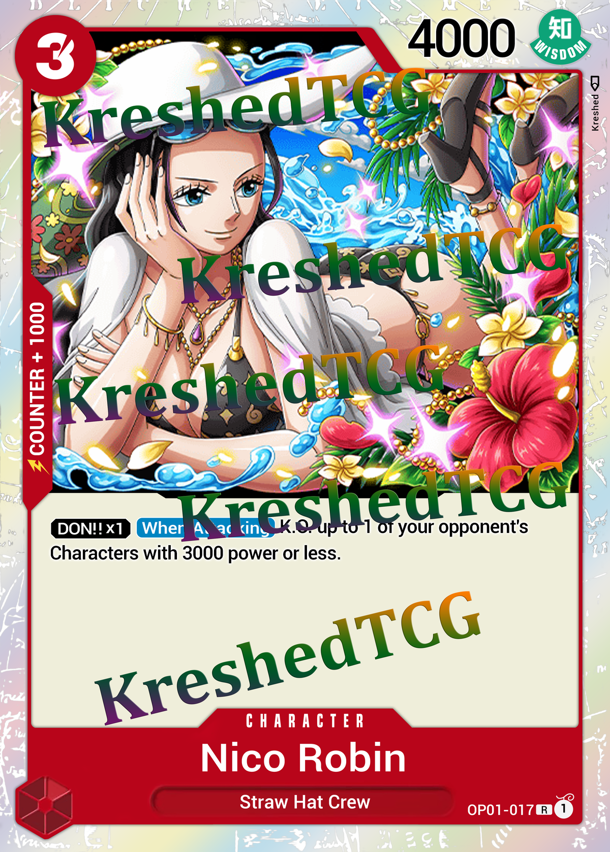 Nico Robin OP01-017 One Piece Full Art Holo – Anime Custom Card | KreshedTCG