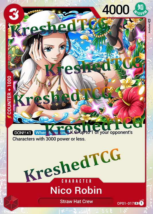 Nico Robin OP01-017 One Piece Full Art Holo – Anime Custom Card | KreshedTCG