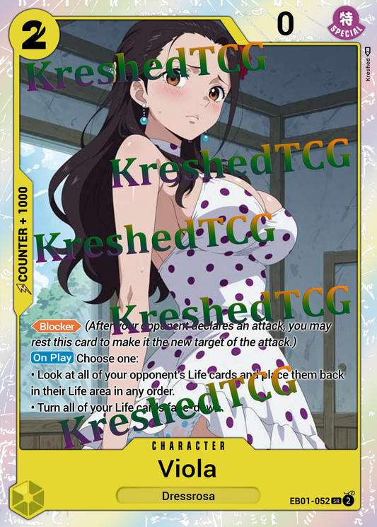 Viola EB01-052 Leader One Piece Full Art Holo – Anime Custom Card | KreshedTCG