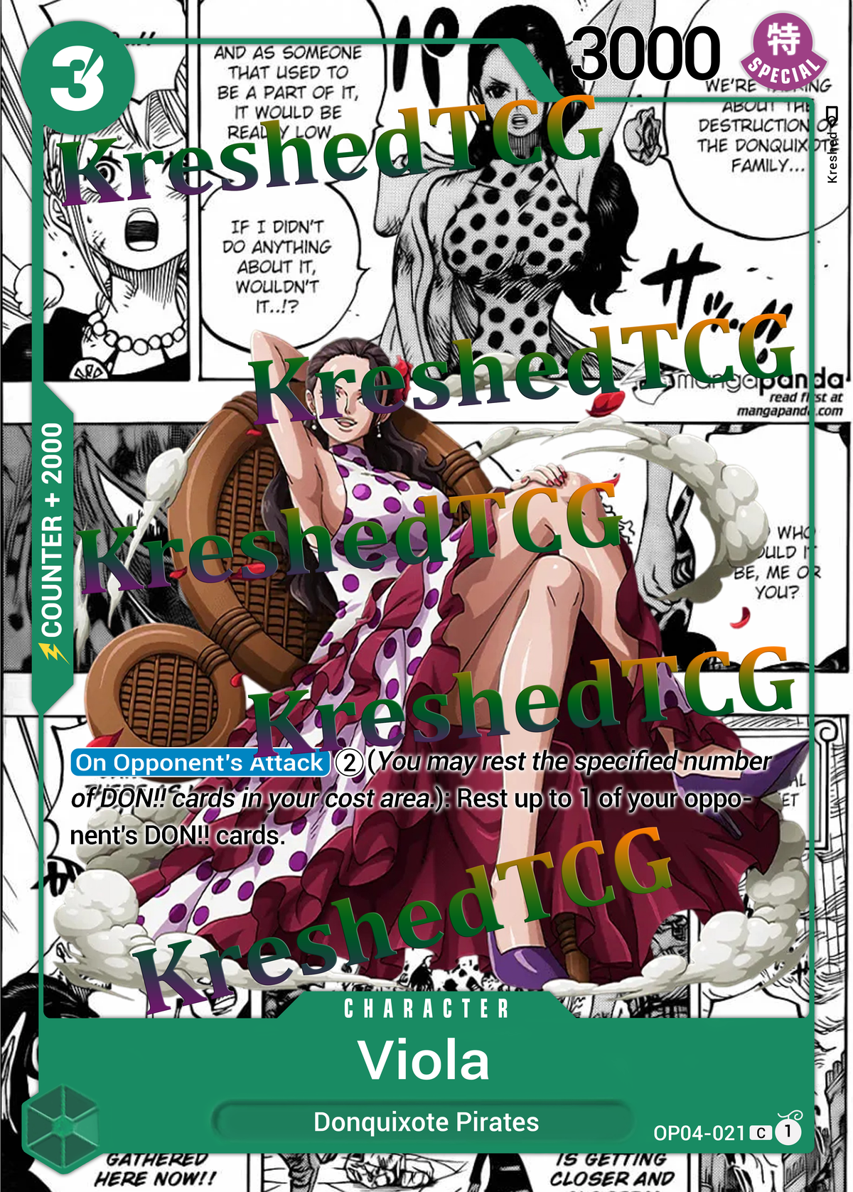 Viola OP04-021 Manga Rare One Piece Full Art Holo – Anime Custom Card | KreshedTCG